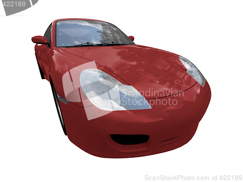 Image of isolated red super car front view 02