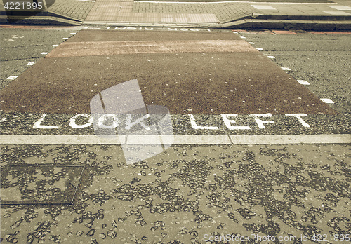 Image of Vintage looking Look Left sign
