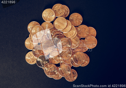 Image of Vintage Dollar coins 1 cent wheat penny cent