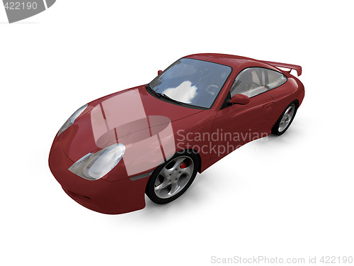 Image of isolated red super car front view 02