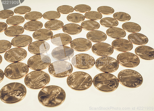 Image of Vintage Dollar coins 1 cent wheat penny cent