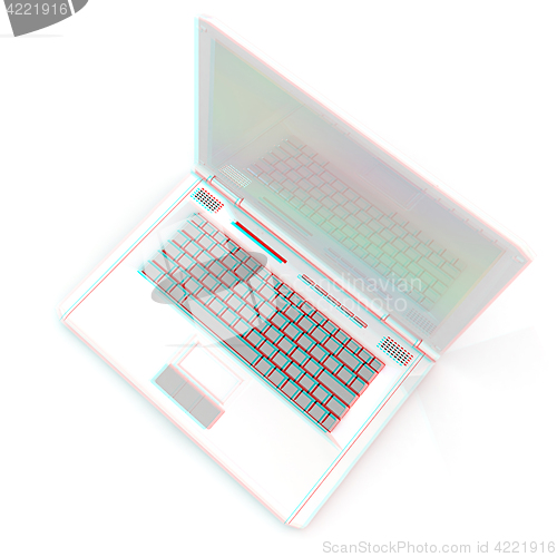 Image of Laptop computer. 3d render. Anaglyph. View with red/cyan glasses