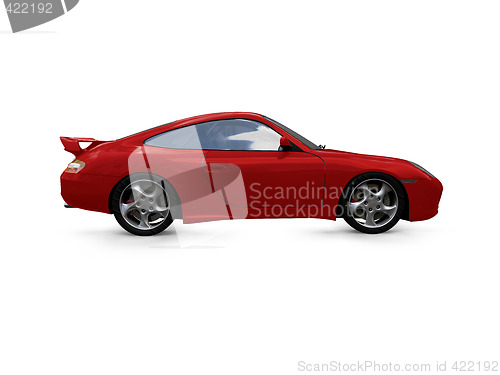 Image of isolated red super car side view