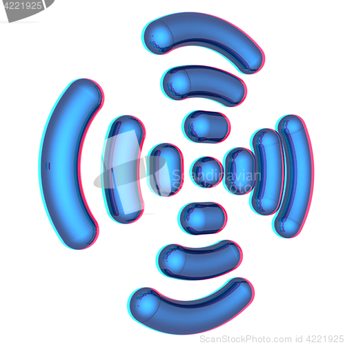 Image of Radio Frequency Identification symbol. 3d illustration. Anaglyph