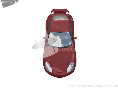 Image of isolated red super car top view