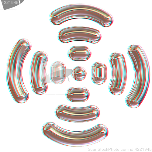 Image of Radio Frequency Identification symbol. 3d illustration. Anaglyph