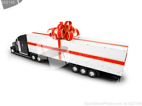 Image of Present truck isolated black-red back view