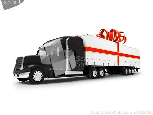 Image of Present truck isolated black-red front view