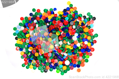 Image of plastic pet caps isolated