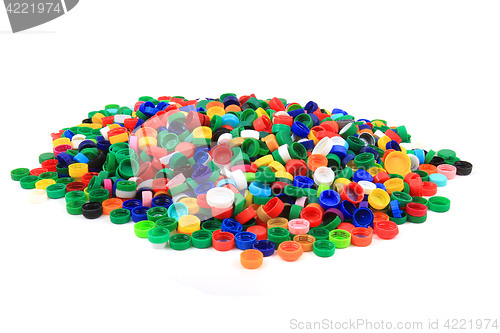 Image of plastic pet caps isolated