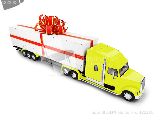 Image of Present truck yellow isolated front view