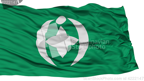 Image of Isolated Chiba Flag, Capital of Japan Prefecture, Waving on White Background