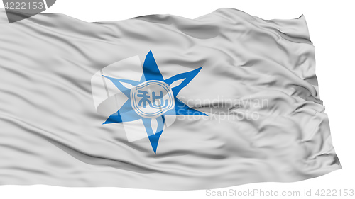 Image of Isolated Wakayama Flag, Capital of Japan Prefecture, Waving on White Background