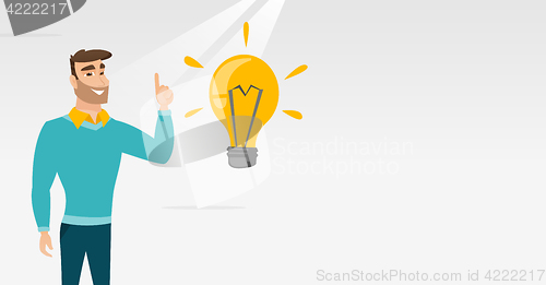 Image of Student pointing at idea bulb vector illustration