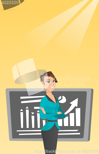 Image of Teacher or student standing in front of chalkboard