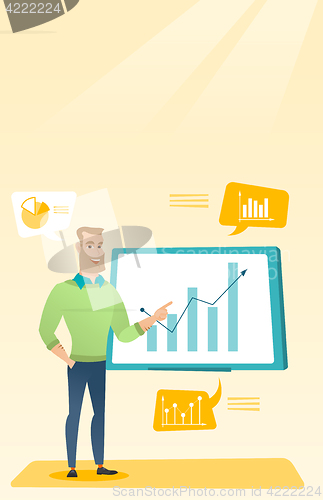 Image of Businessman presenting review of financial data.