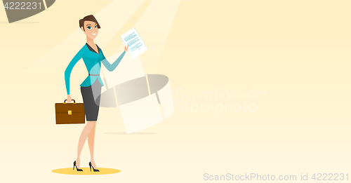 Image of Happy business woman running vector illustration.