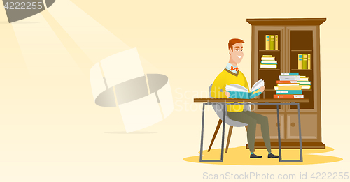 Image of Student reading book vector illustration.