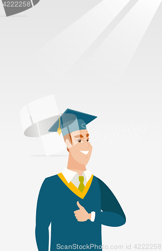 Image of Graduate giving thumb up vector illustration.