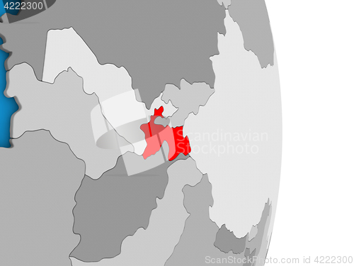 Image of Tajikistan on globe