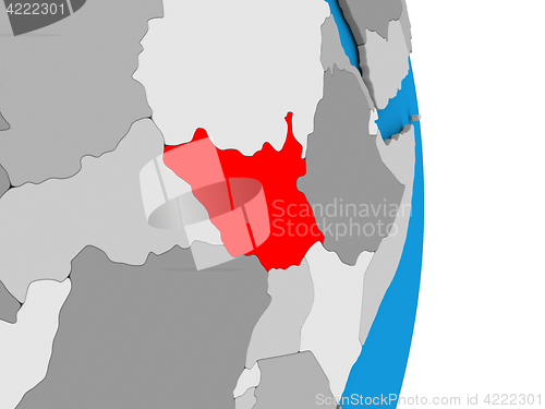 Image of South Sudan on globe