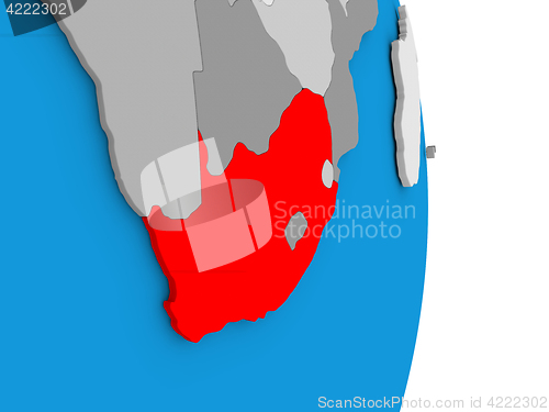 Image of South Africa on globe