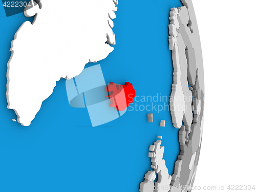 Image of Iceland on globe