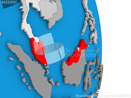 Image of Malaysia on globe