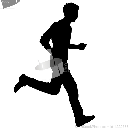 Image of Black Silhouettes Runners sprint men on white background