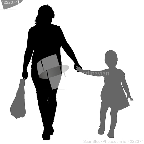 Image of Silhouette of happy family on a white background. illustration.