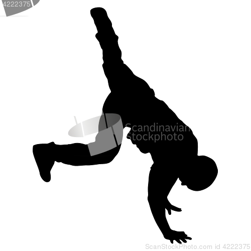 Image of Black Silhouettes breakdancer on a white background