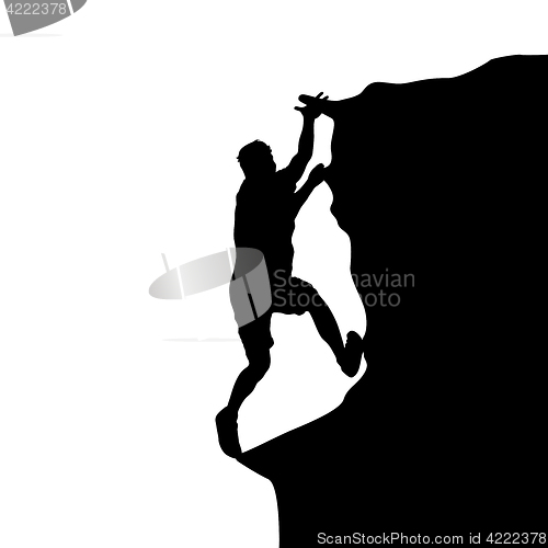 Image of Black silhouette rock climber on white background