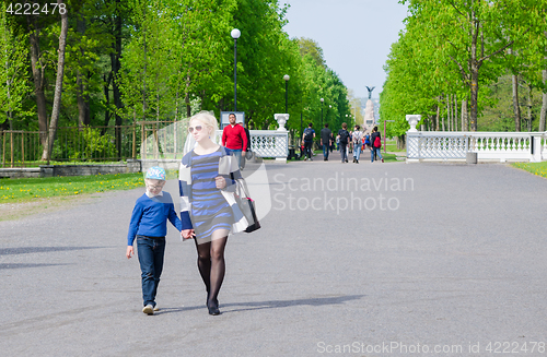 Image of People walk in the park Kadriorg, Tallinn, Estonia