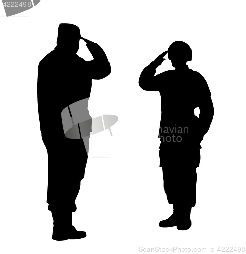 Image of Commander and soldier salute each other