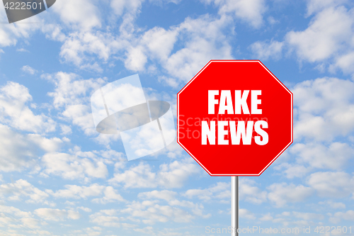 Image of Stop fake news road sign