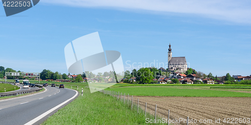 Image of Parish Catholic Church in Bavarian small town Anger near highway