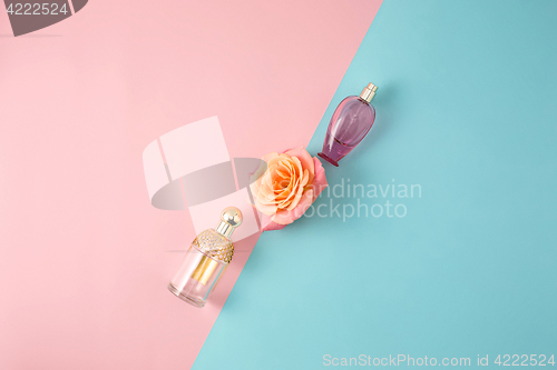 Image of Cosmetics on modern colorful background