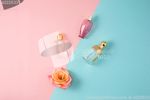 Image of Cosmetics on modern colorful background