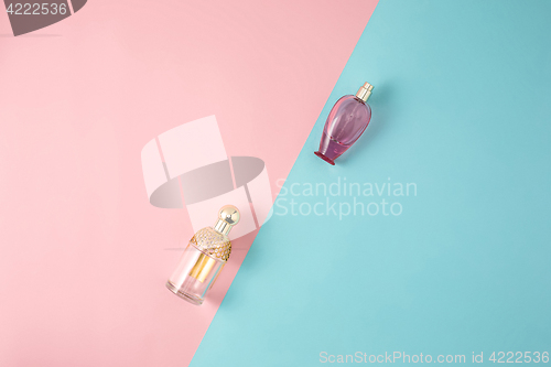 Image of Cosmetics on modern colorful background