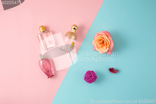 Image of Cosmetics on modern colorful background