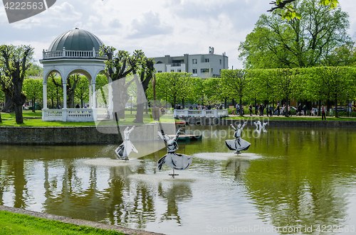 Image of TALLINN, ESTONIA - MAY 15: Pond in the Kadriorg Park on May 15, 