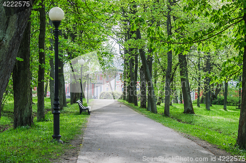 Image of Picturesque alley in spring time Kadriorg park, Tallinn, Estonia