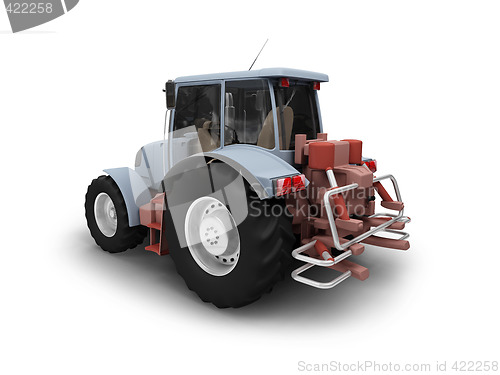 Image of Tractor isolated heavy machine back view 01