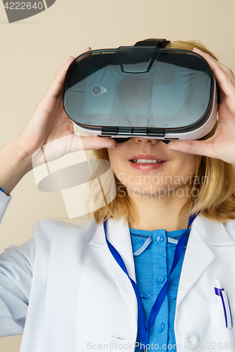 Image of Blonde in mask at hospital