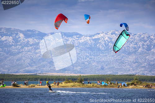 Image of Kiteboarding Kitesurfing Extreme Sport in Nin Croatia