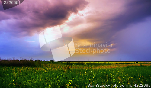 Image of Summer Field Under Dramatic Sky