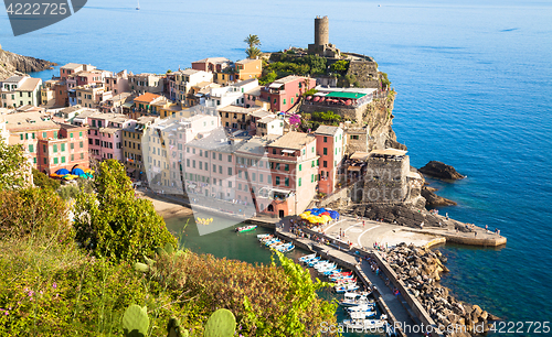 Image of Vernazza in Cinque Terre, Italy - Summer 2016 - view from the hi