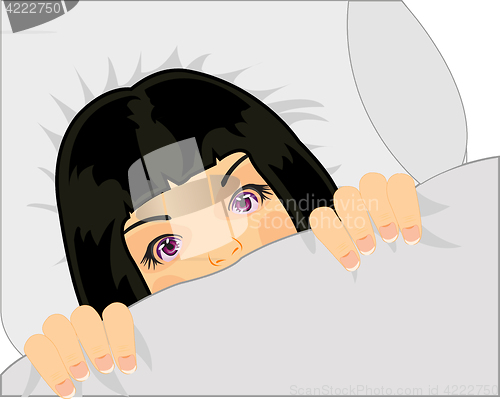 Image of Girl under blanket