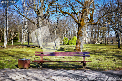 Image of wooden bench in a park