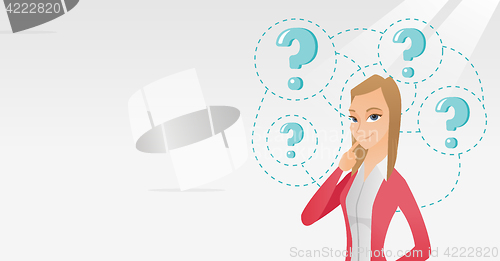 Image of Young business woman thinking vector illustration.